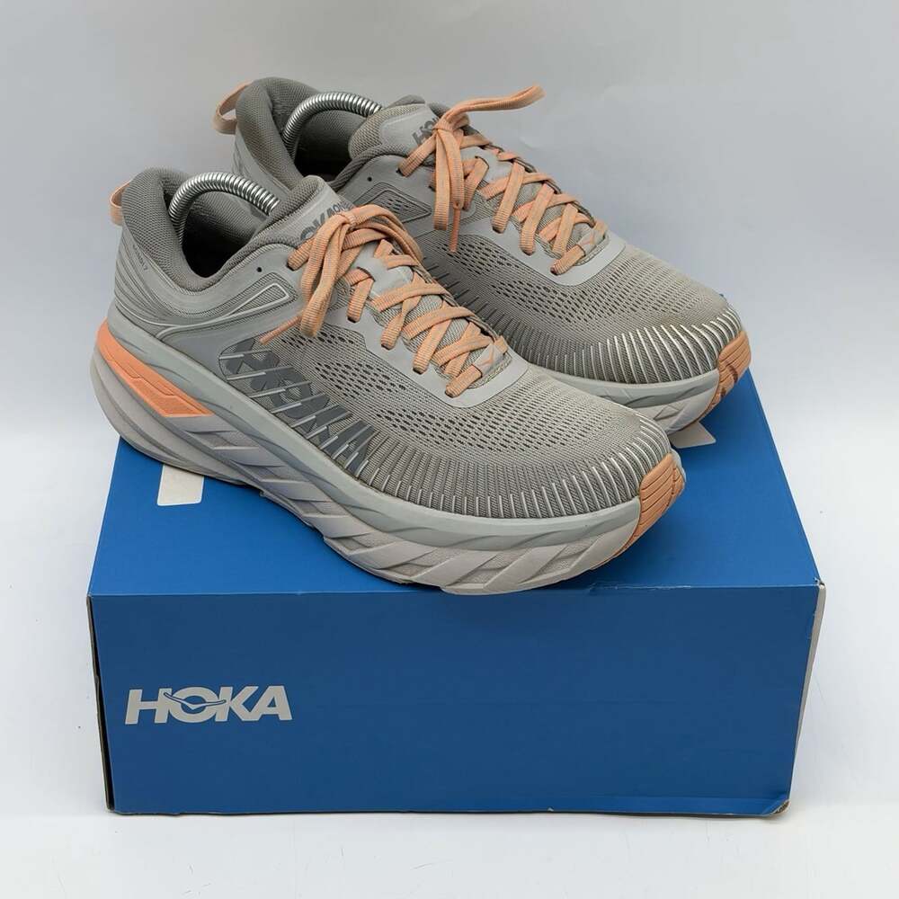 Hoka One One Bondi 7 Wide Harbor Mist Gray Mesh Running Shoes Women's Size 10.5D